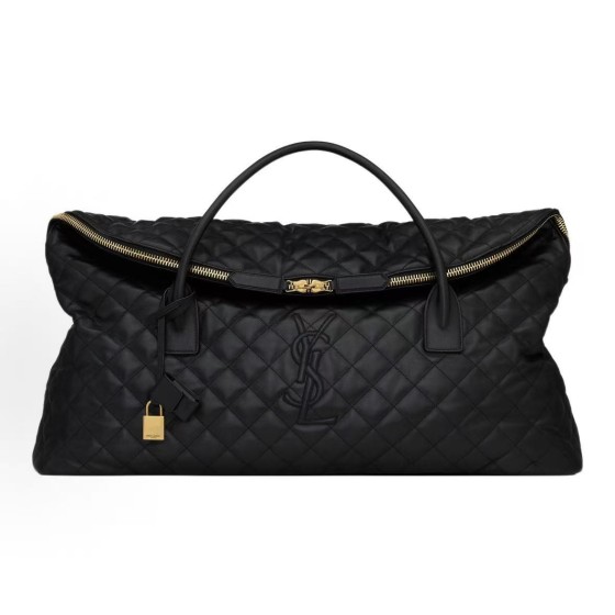 SAINT LAURENT YSL ES quilted vintage travel bag for women in black